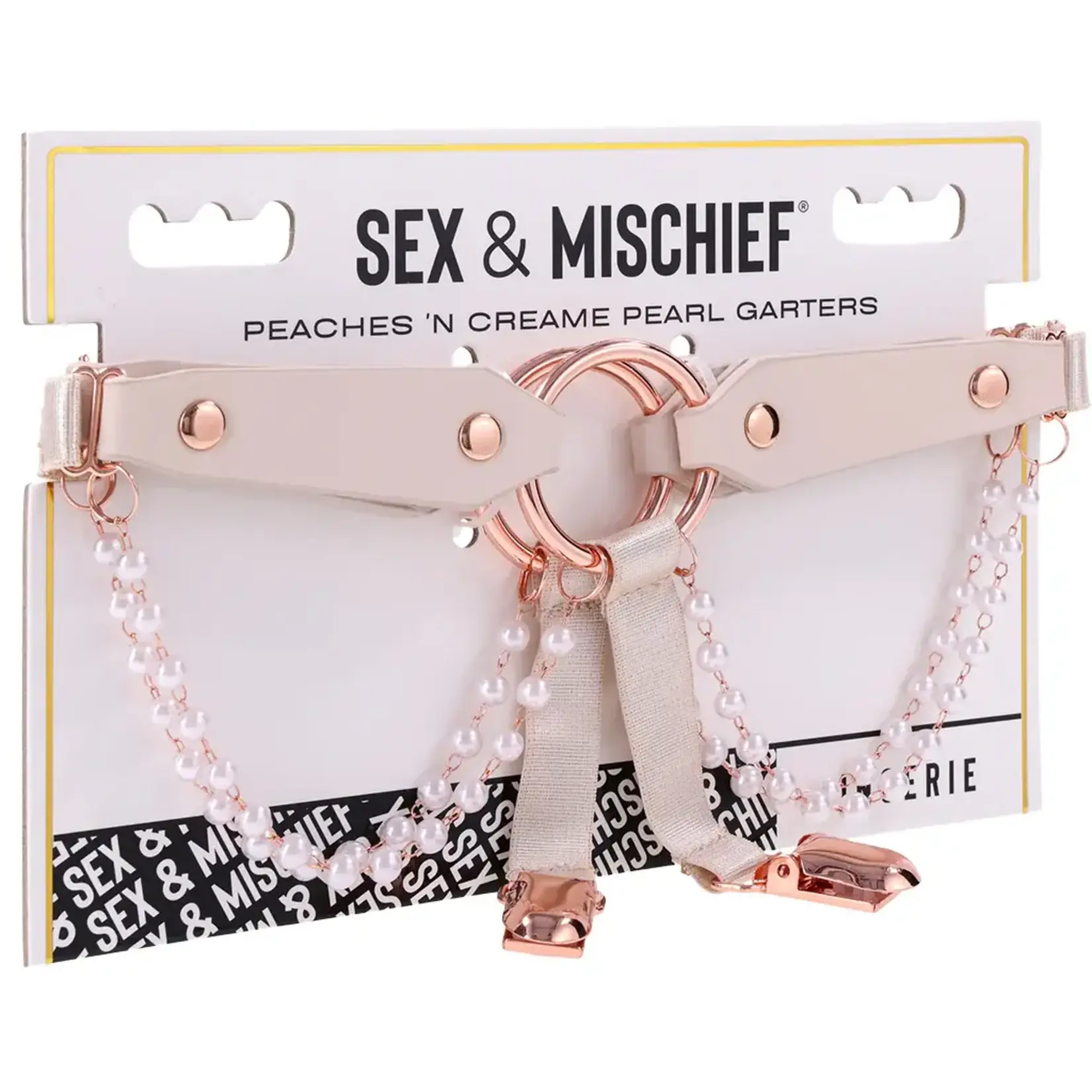 S&M PEACHES 'N CREAME PEARL GARTERS