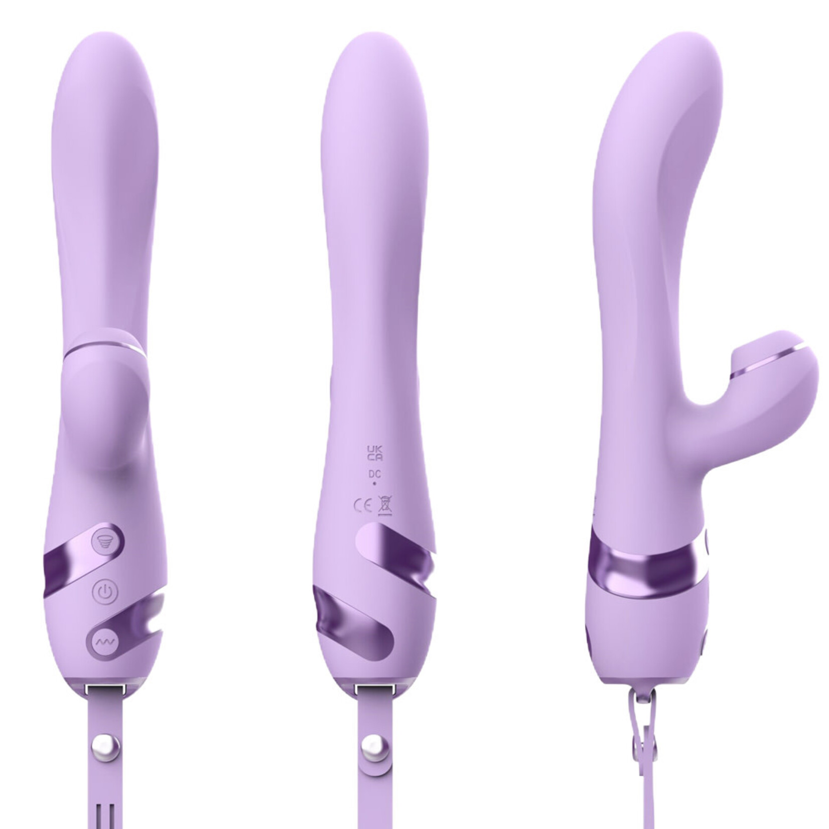 SINSATIONS 10 MODES PURPLE WATERPROOF RECHARGEABLE SILICONE VIBRATOR WITH SUCTION & TEASER TAIL