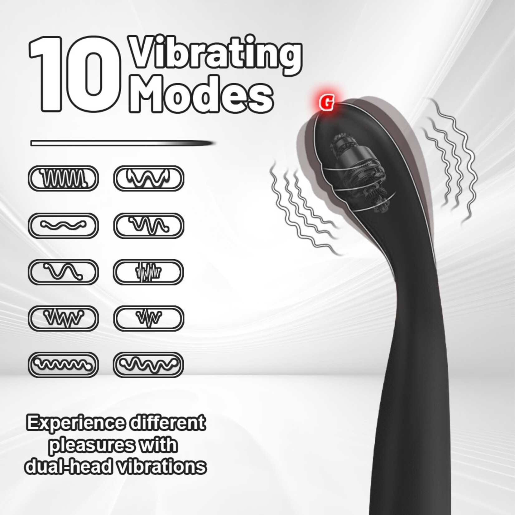 SINSATIONS 10-MODE BLACK PLUG-IN RECHARGEABLE WATERPROOF SILICONE G-SPOT VIBRATOR