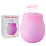 SINSATIONS GLOW-IN-THE-DARK 10-FUNCTION PINK SILICONR RECHARGEABLE CLITORAL SUCKING ROSE SEX TOY