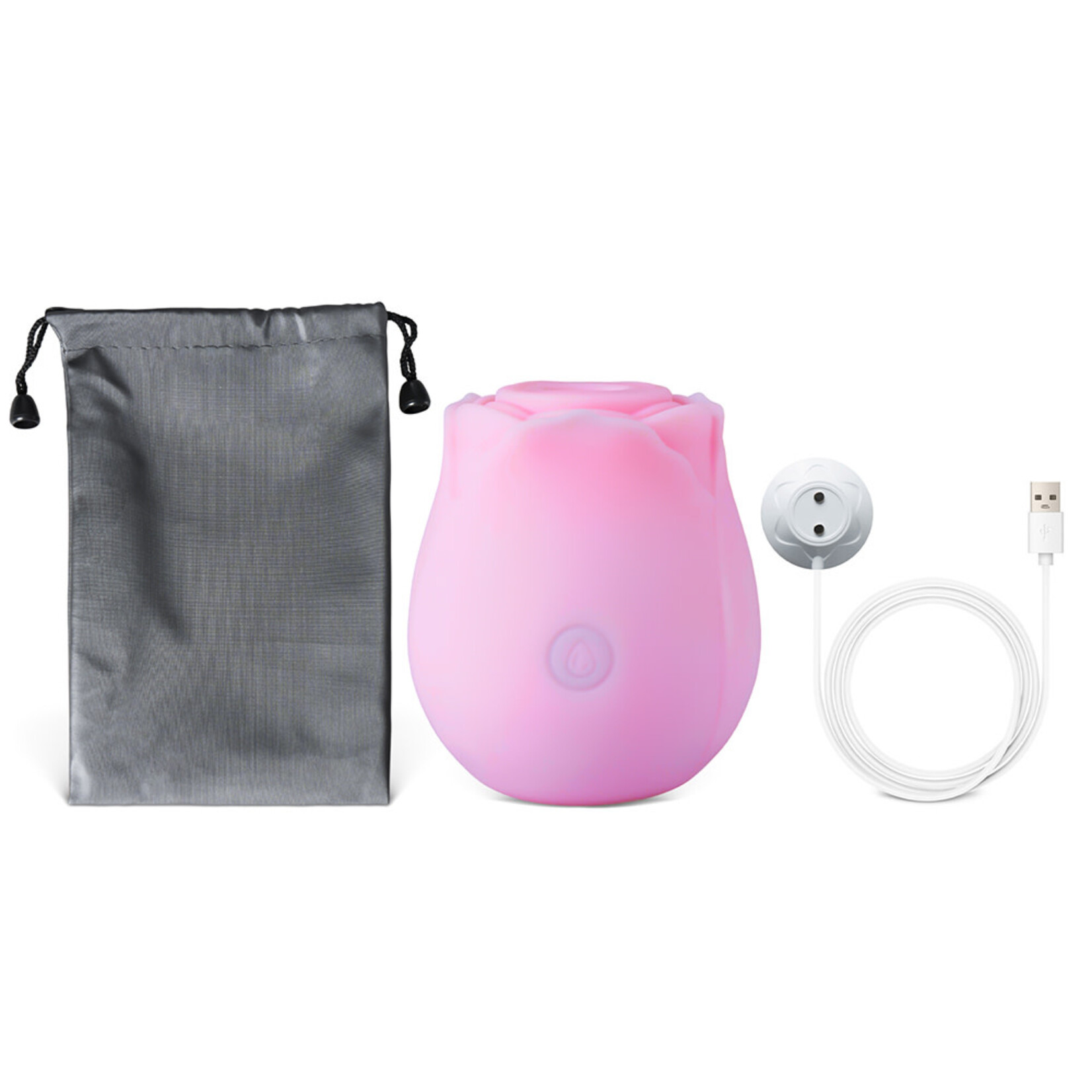 SINSATIONS GLOW-IN-THE-DARK 10-FUNCTION PINK SILICONR RECHARGEABLE CLITORAL SUCKING ROSE SEX TOY