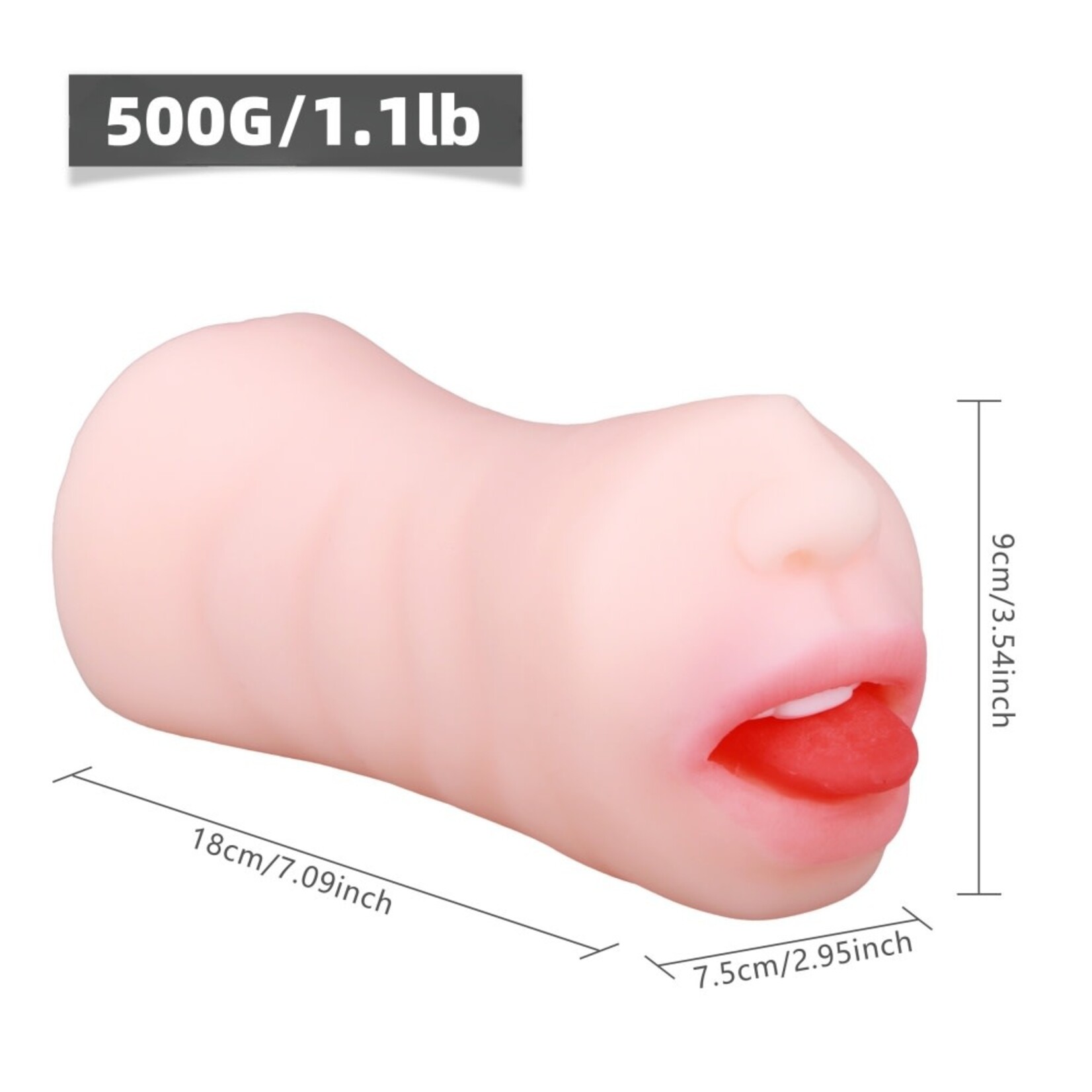 SINSATIONS 1.1LB FLESH TPE REALISTIC MASTURBATOR  WITH NOSE AND MOUTH