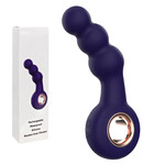 SINSATIONS  5.91'' DARK PURPLE RECHARGEABLE WATERPROOF SILICONE BEADED ANAL VIBRATOR - 12-SPEED AND ERGONOMIC FINGER RING HANDLE