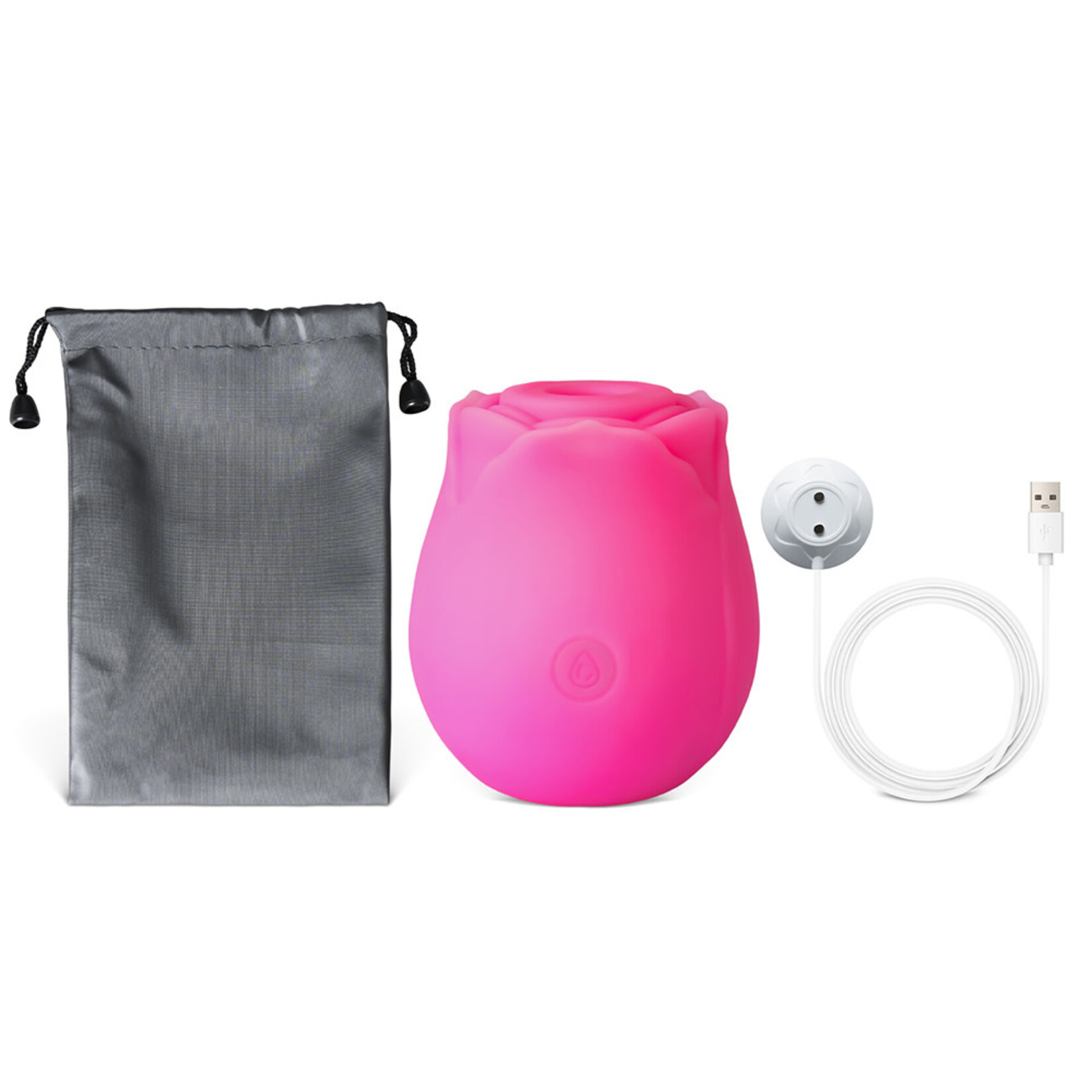 SINSATIONS GLOW-IN-THE-DARK 10-FUNCTION MAGENTA SILICONE RECHARGEABLE CLITORAL SUCKING ROSE