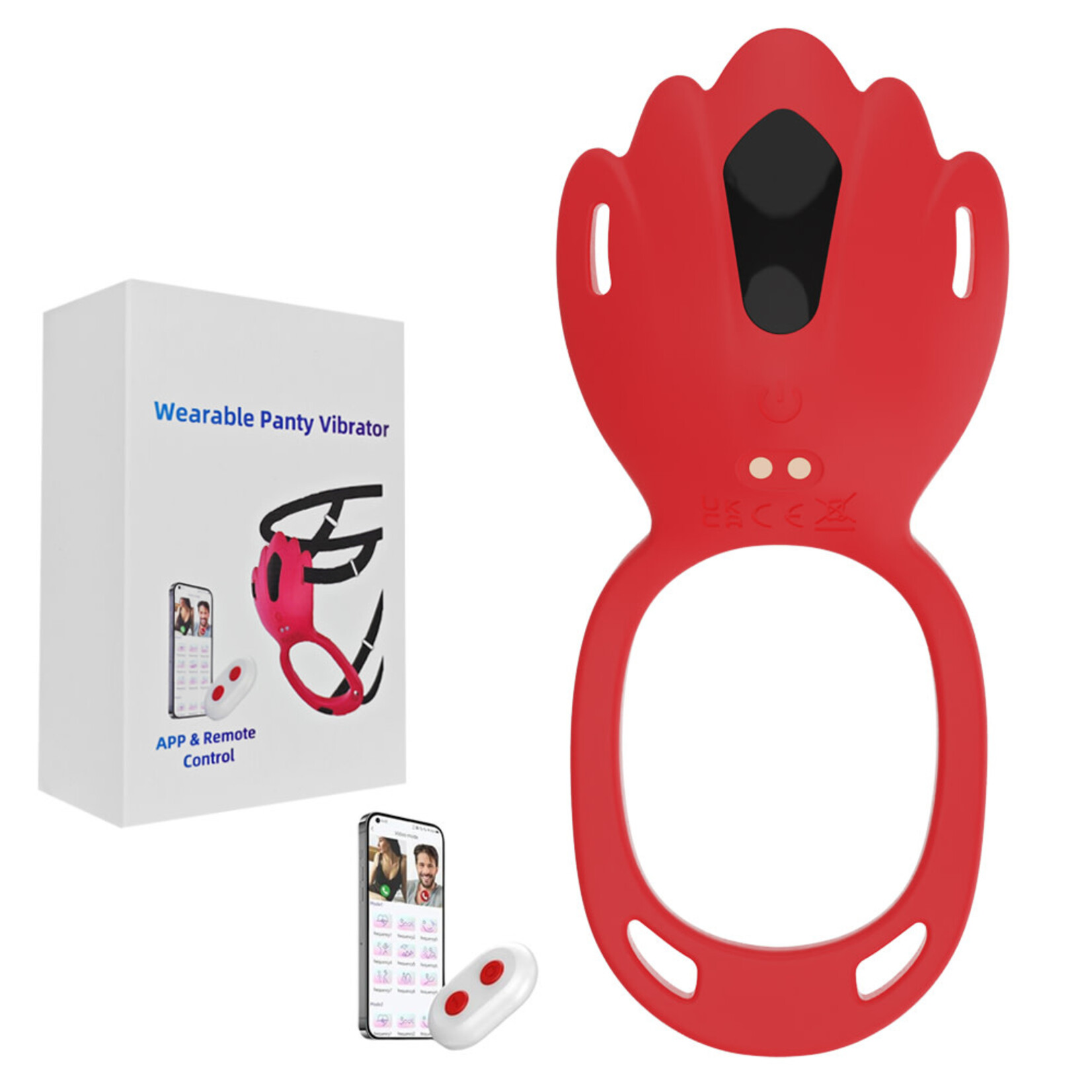 SINSATIONS 9-MODE APP-CONTROLLED RED SILICONE RECHARGEABLE WEARABLE PANTY VIBRATOR