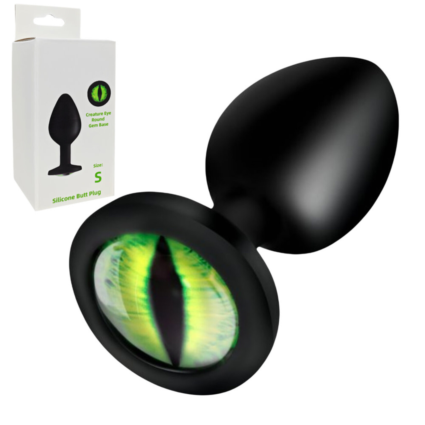 SINSATIONS 2.84 INCH GREEN EYE BASE WATERPROOF SILICONE BUTT PLUG WITH GIFT BOX