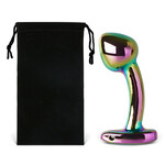 SINSATIONS 2.92 INCH RAINBOW METAL BUTT PLUG WITH CURVED DESIGN AND GIFT BOX