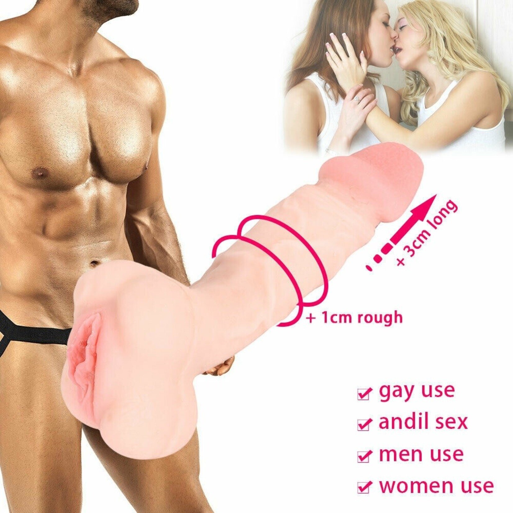 SINSATIONS  6.70'' FLESH LIFE-LIKE TPE PENIS SLEEVE EXTENDER WITH REALISTIC VAGINA ENTRY
