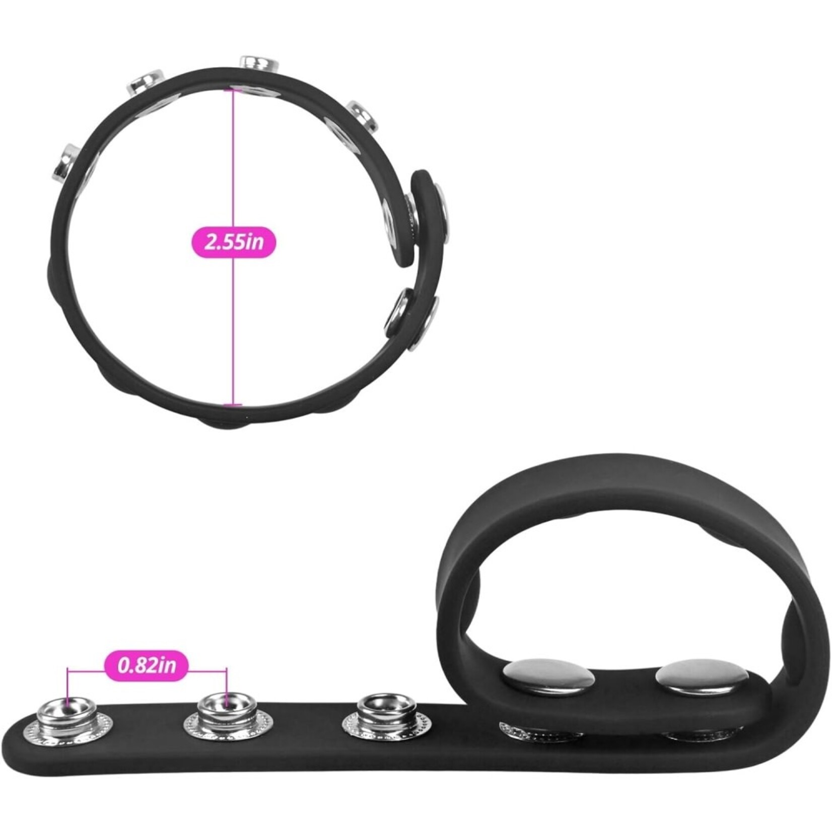 SINSATIONS BLACK ADJUSTABLE SILICONE COCK RING STRAP