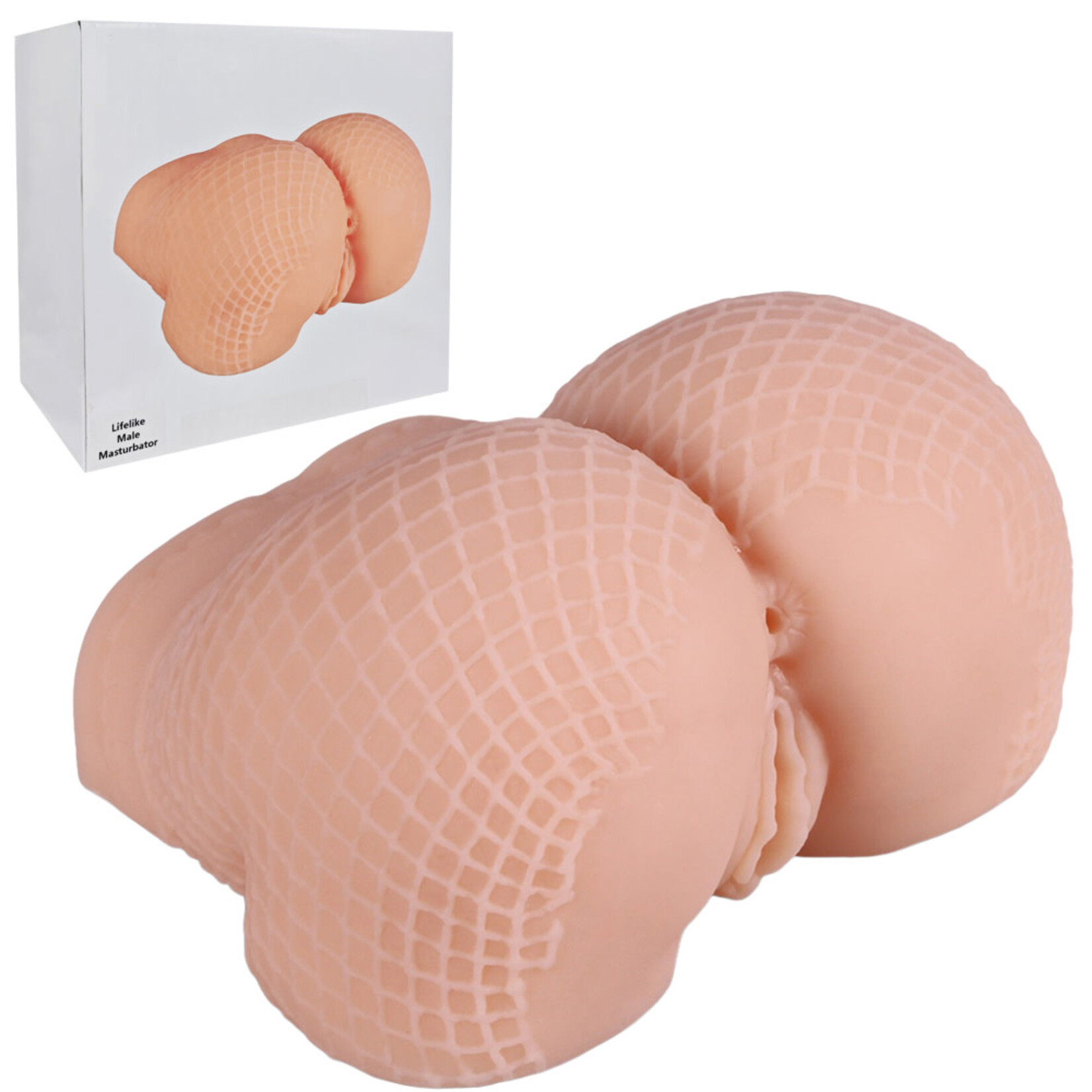 SINSATIONS 1.95LB MOLDED FISHNET STOCKINGS TEXTURE LIFE-LIKE WHITE FLESH TPE MINI TORSO FOR MEN