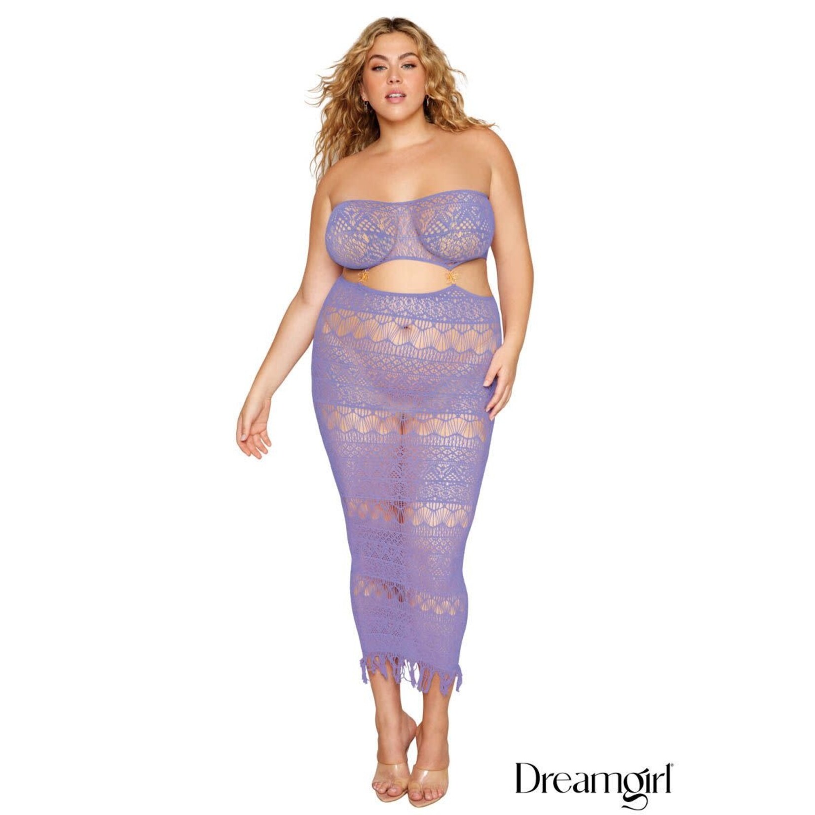 DREAMGIRL LINGERIE DREAMGIRL SEAMLESS KNIT GOWN LAVENDER QUEEN