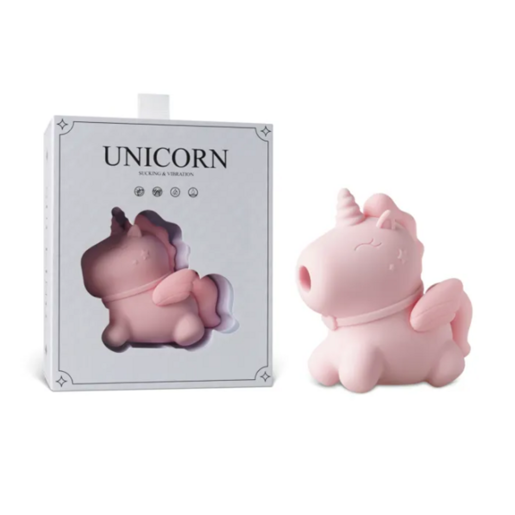 UNICORN MASSAGER WITH SUCKING & HEATING - 10-SPEED, PINK COLOR, MEDICAL GRADE SILICONE, WATERPROOF, USB RECHARGEABLE