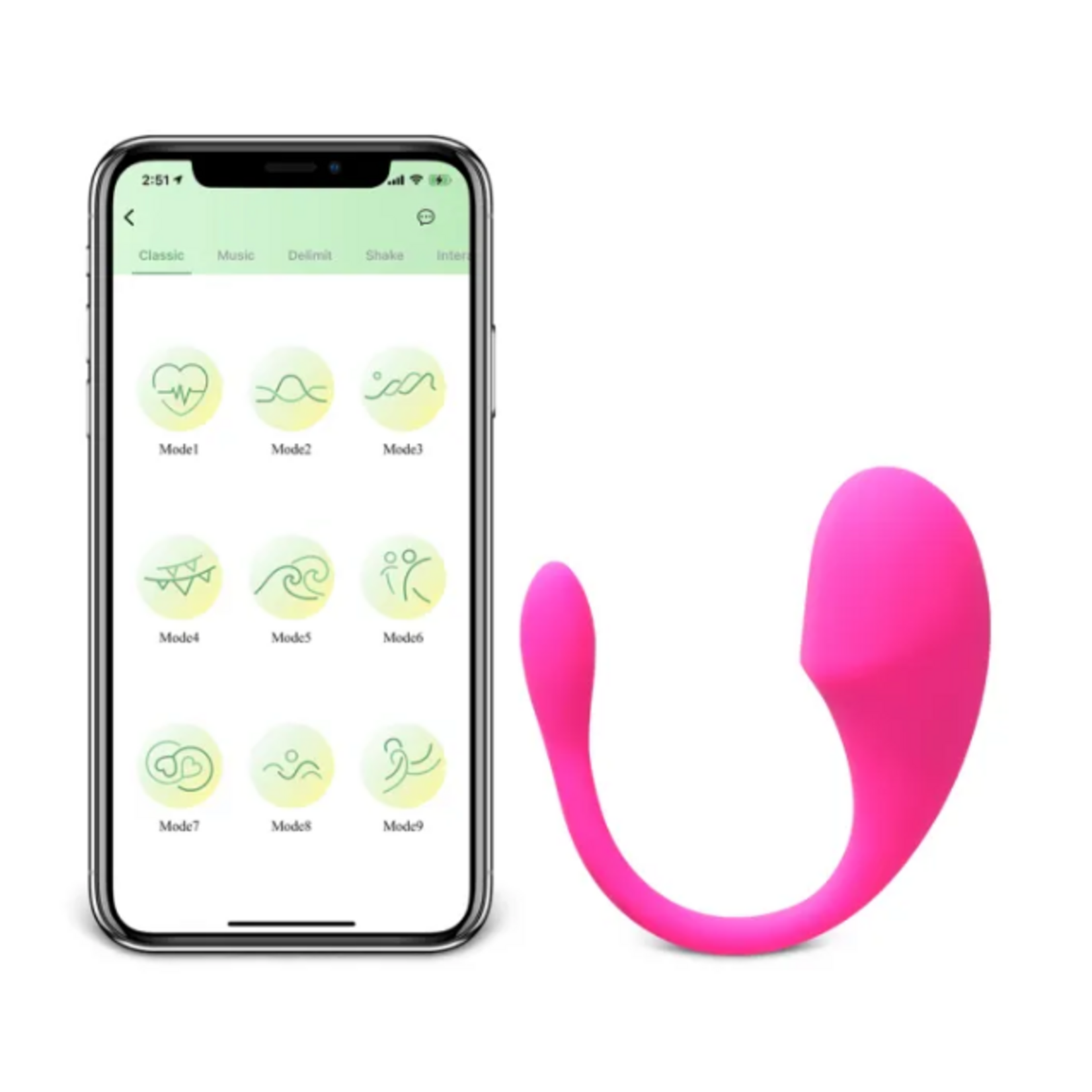 PINK VIBRATING EGG WITH 9-SPEED APP-CONTROLLED, MEDICAL GRADE SILICONE, WATERPROOF, PLUG-IN RECHARGEABLE