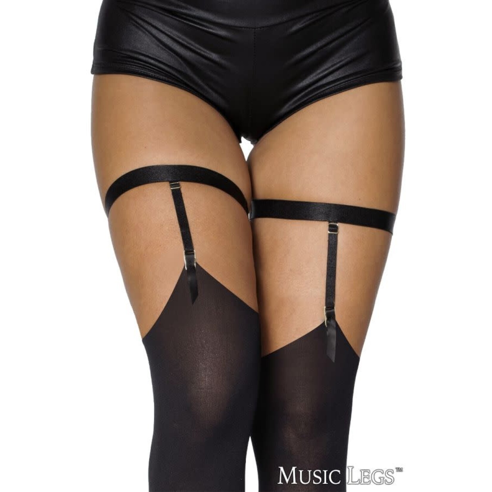 MUSIC LEGS MUSIC LEGS SINGLE BAND HARNESS GARTERS BLACK O/S