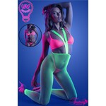 FANTASY LINGERIE FANTASY LINGERIE 3PC UV FOOTLESS BODYSTOCKING NEON GREEN-NEON PINK O/S