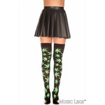 MUSIC LEGS MUSIC LEGS LEAF THIGH HI BLACK-GREEN O/S