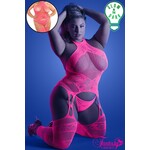 FANTASY LINGERIE FANTASY LINGERIE SUSPENDER BODYSTOCKING NEON PINK QUEEN