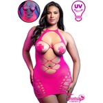 FANTASY LINGERIE FANTASY LINGERIE UV REACTIVE DRESS NEON PINK QUEEN