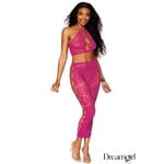 DREAMGIRL LINGERIE DREAMGIRL SEAMLESS ROSE 2PC MAGENTA O/S