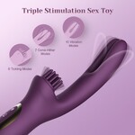 TRACY'S DOG ELATIA FINGER & BRUSH RABBIT VIBRATOR PURPLE