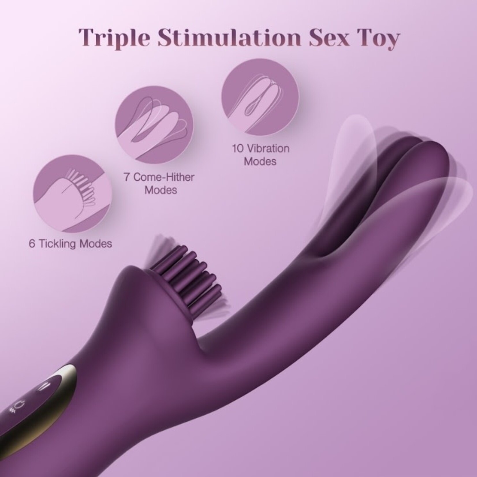 TRACY'S DOG ELATIA FINGER & BRUSH RABBIT VIBRATOR PURPLE