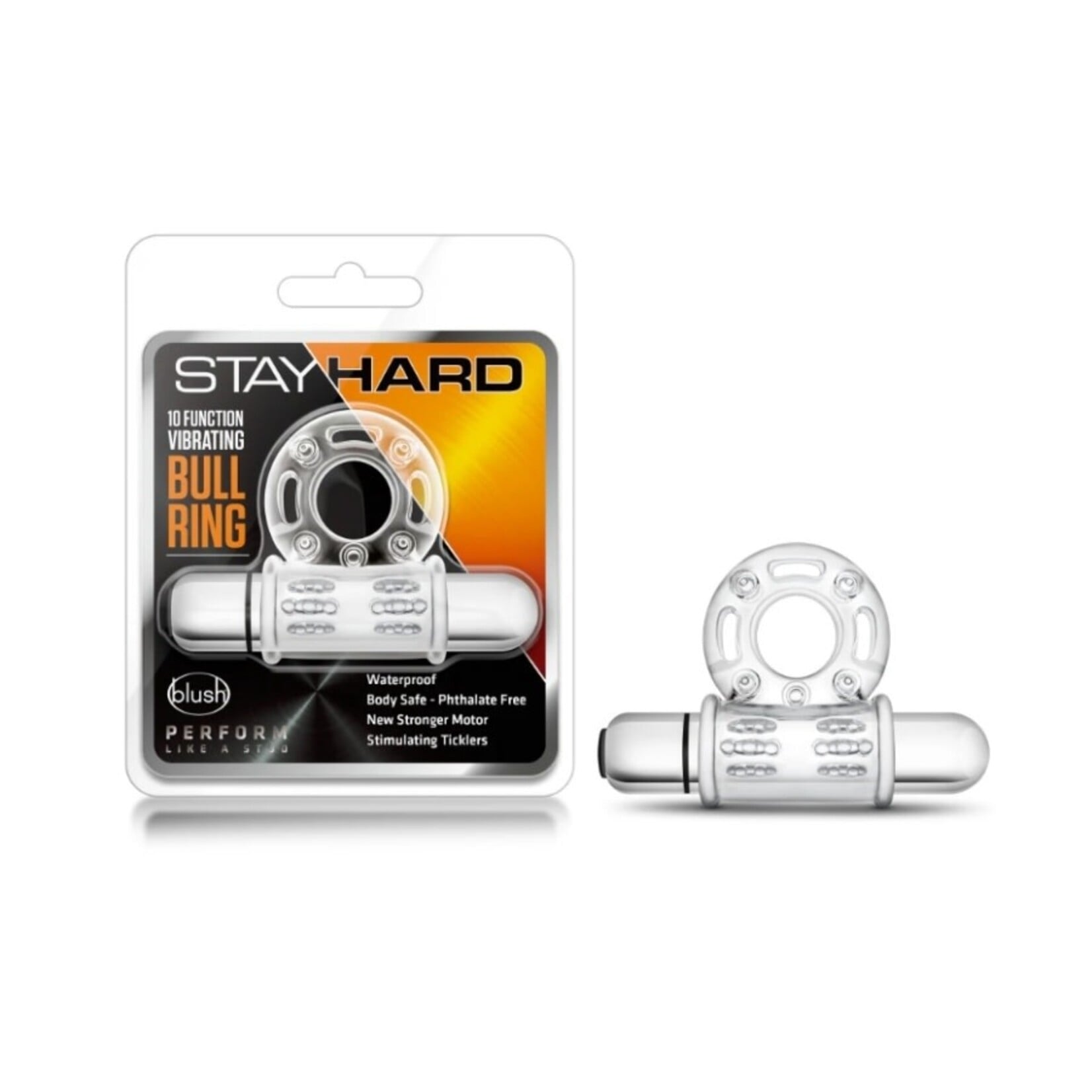 BLUSH BLUSH - STAY HARD - 10 FUNCTION VIBRATING MEGA BULL RING - CLEAR