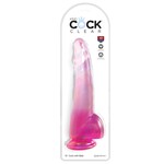 KING COCK KING COCK CLEAR 10" COCK WITH BALLS PINK