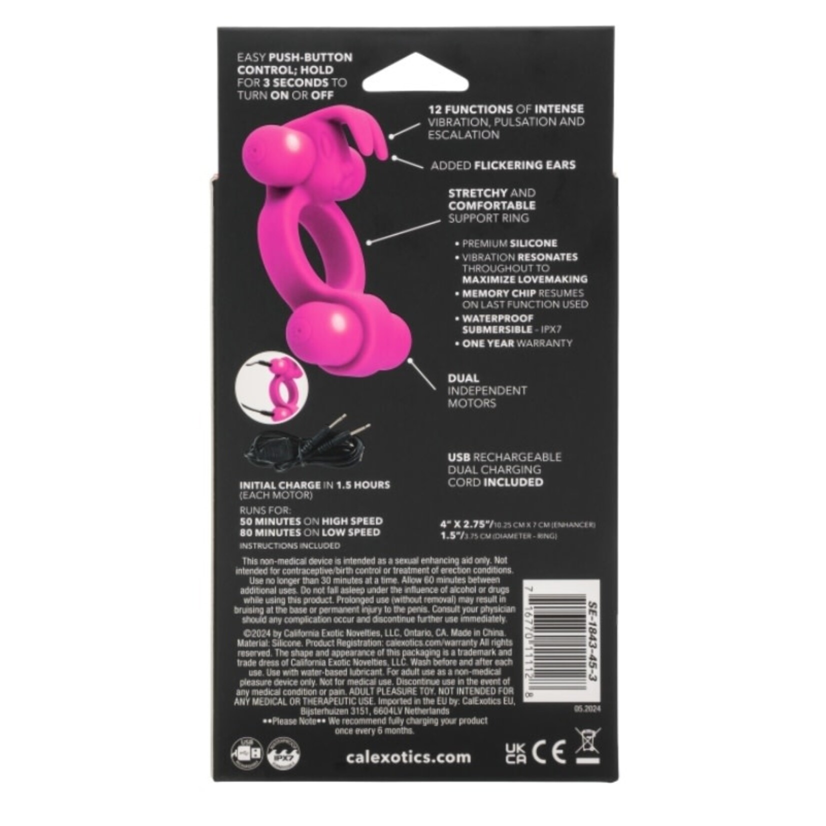 CALEXOTICS SILICONE RECHARGEABLE ROCKIN' RABBIT