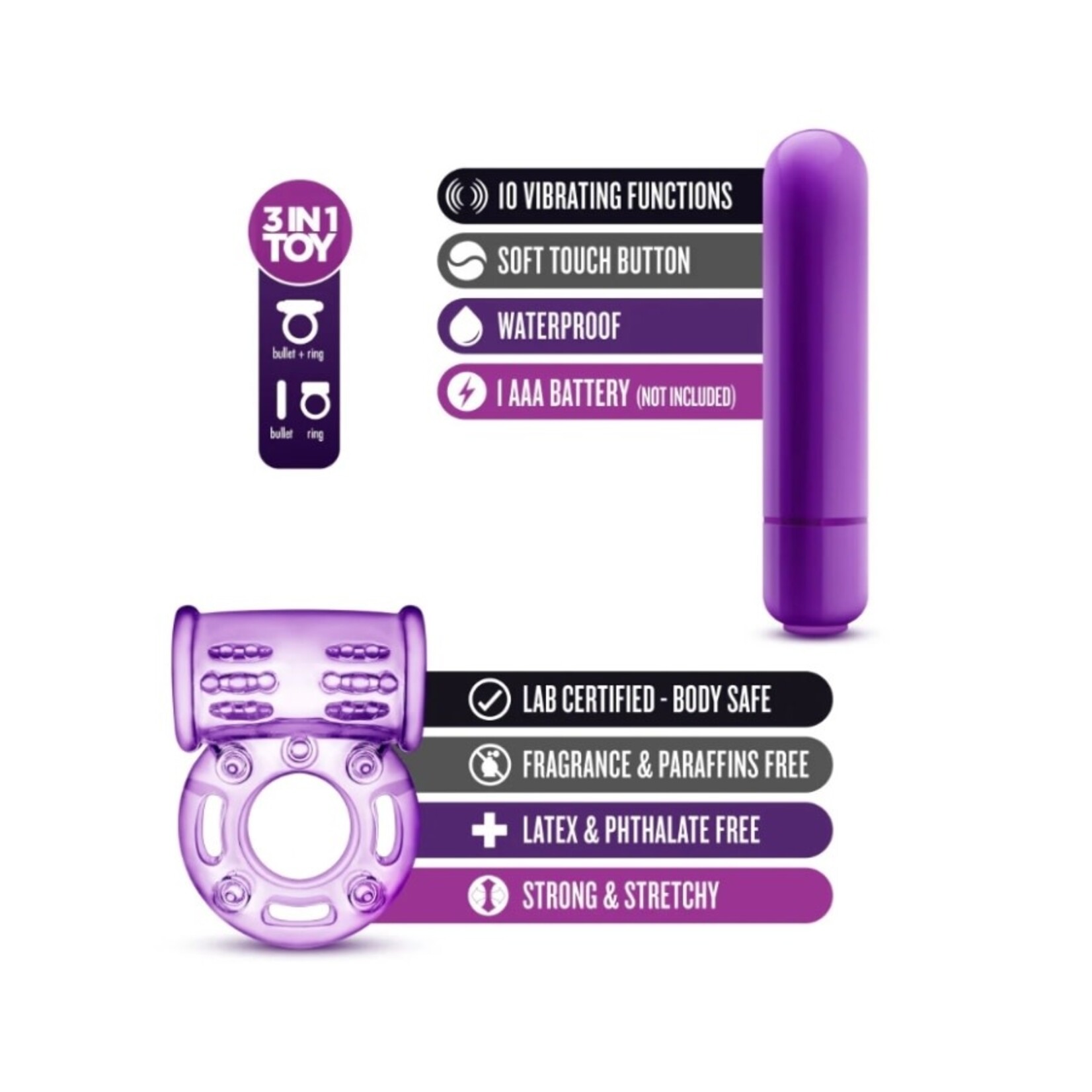 BLUSH BLUSH - PLAY WITH ME - COUPLES PLAY - VIBRATING COCK RING - PURPLE