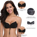OH YEAH! OH YEAH! STRAPLESS SELF ADHESIVE SILICONE BLACK INVISIBLE PUSH-UP BRA B SIZE