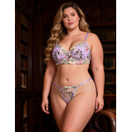 OH YEAH! OH YEAH! PURPLE SEXY MESH FLORAL EMBROIDERY BRA SET XL PURPLE