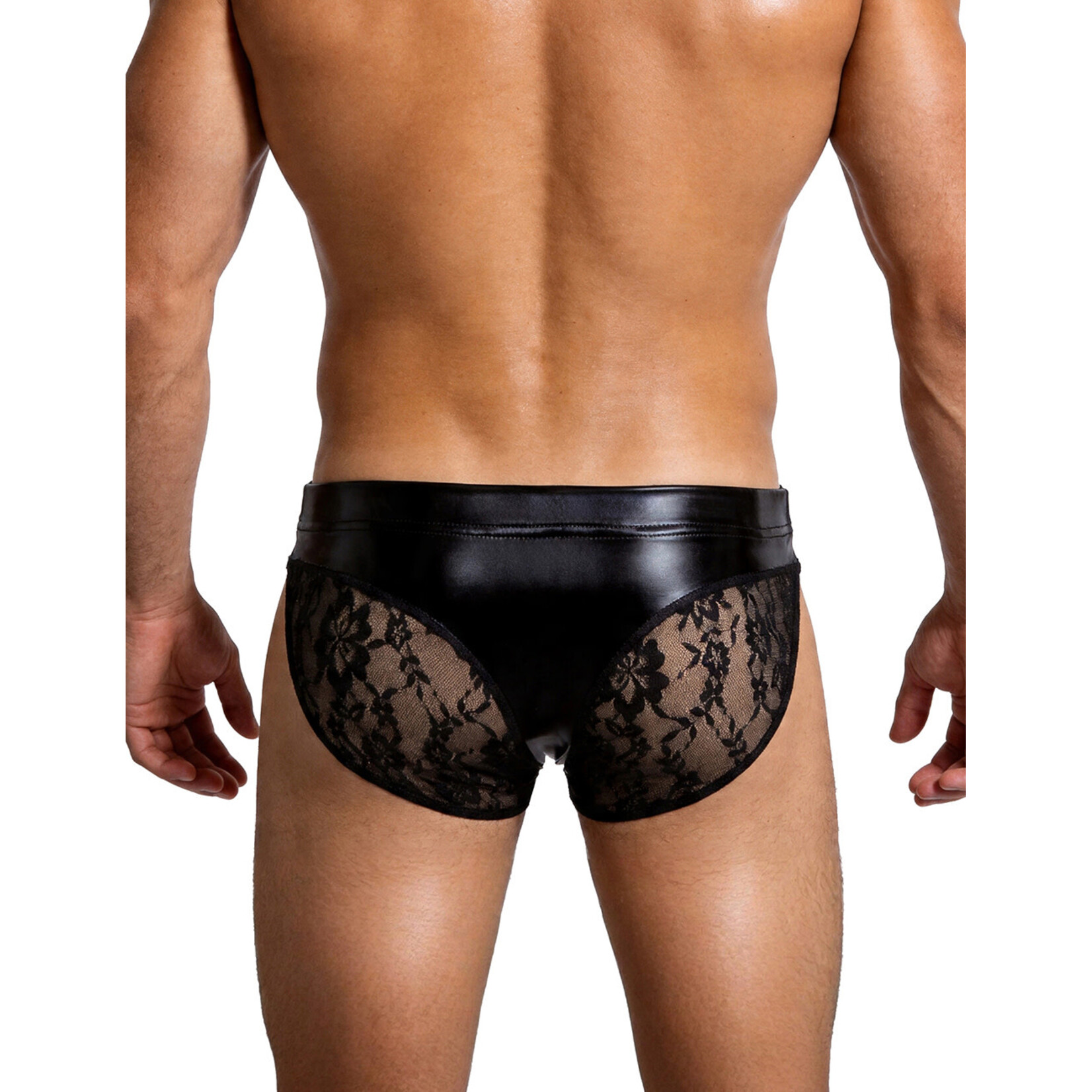 OH YEAH! OH YEAH! BLACK SEXY FAUX SNAKESKIN LEATHE LACE MEN UNDERWEAR THONG S BLACK