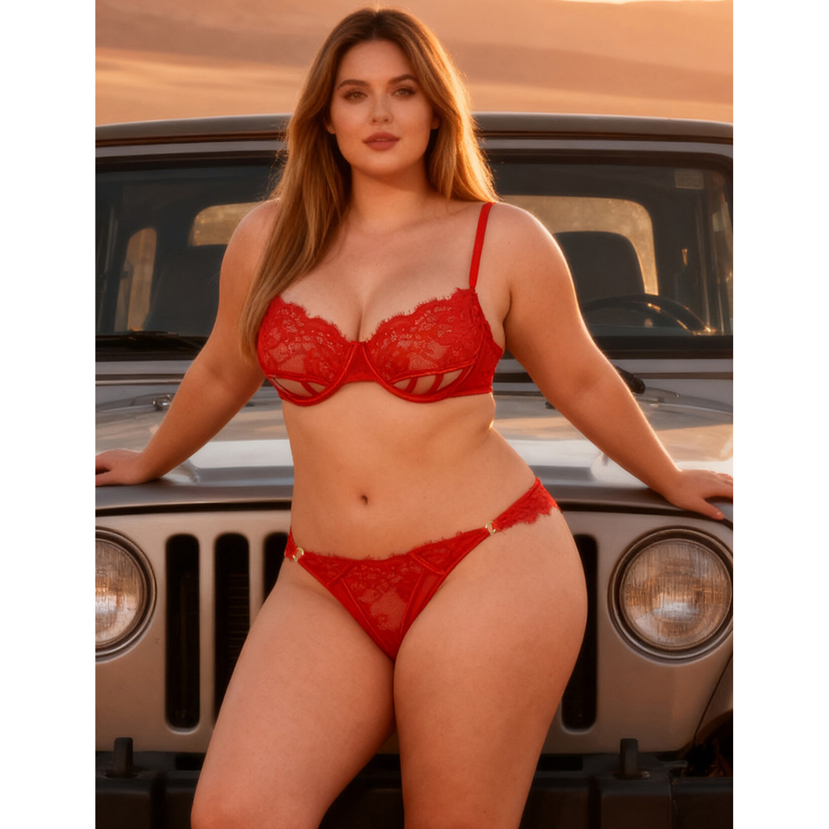 OH YEAH! OH YEAH! RED SEXY LACE LINGERIE SET XL RED
