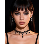 OH YEAH! OH YEAH! BLACK SEXY LACE FLORAL BEAD PENDANT NECKLACE ONE SIZE BLACK