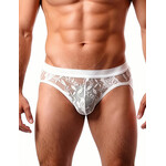 OH YEAH! OH YEAH! WHITE LACE SEE THROUGH ELASTIC BAND MEN JOCK UNDERWEAR XL WHITE