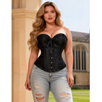 OH YEAH! OH YEAH!  12 PIECES PLASTIC BONES CORSETS BLACK SEXY JACQUARD PALACE STYLE CORSET L AS SHOWN