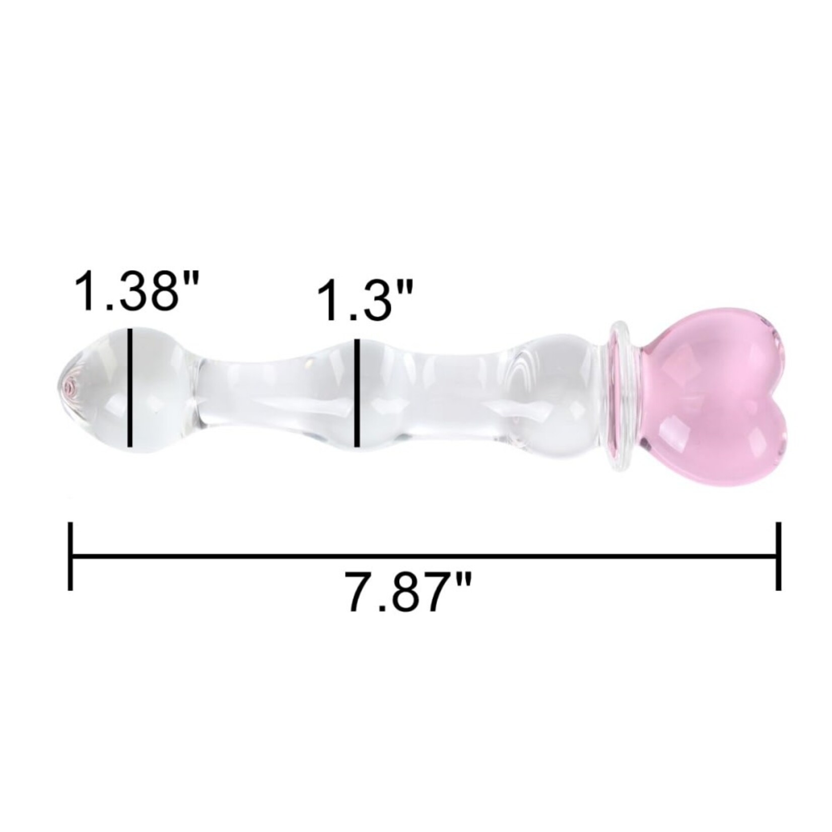 SINSATIONS 20 CM CLEAR GLASS MASSAGER WITH PINK HEART