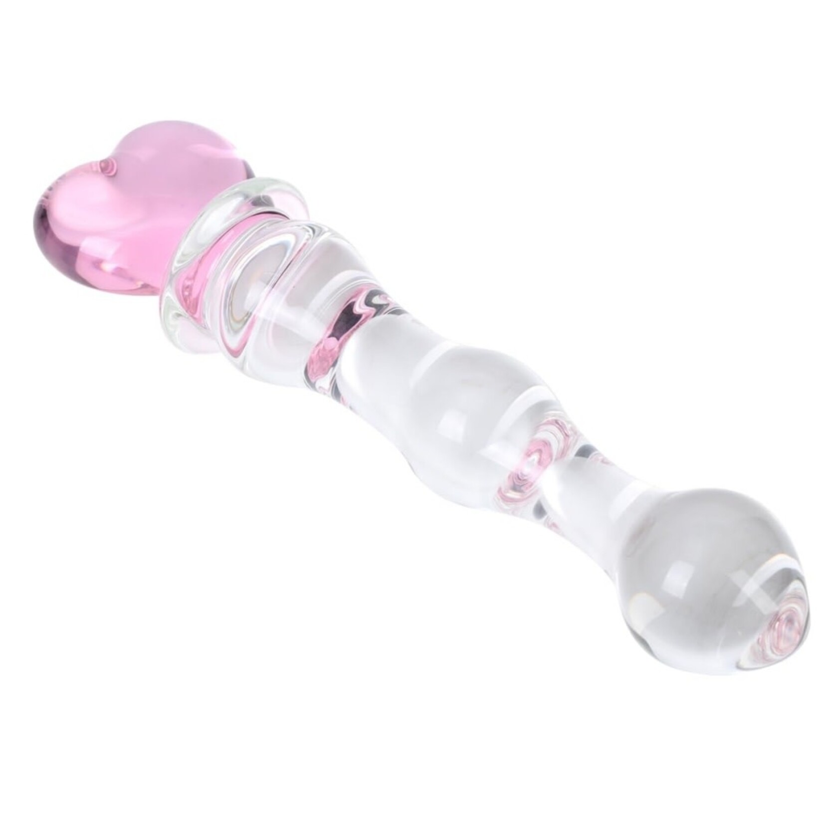 SINSATIONS 20 CM CLEAR GLASS MASSAGER WITH PINK HEART