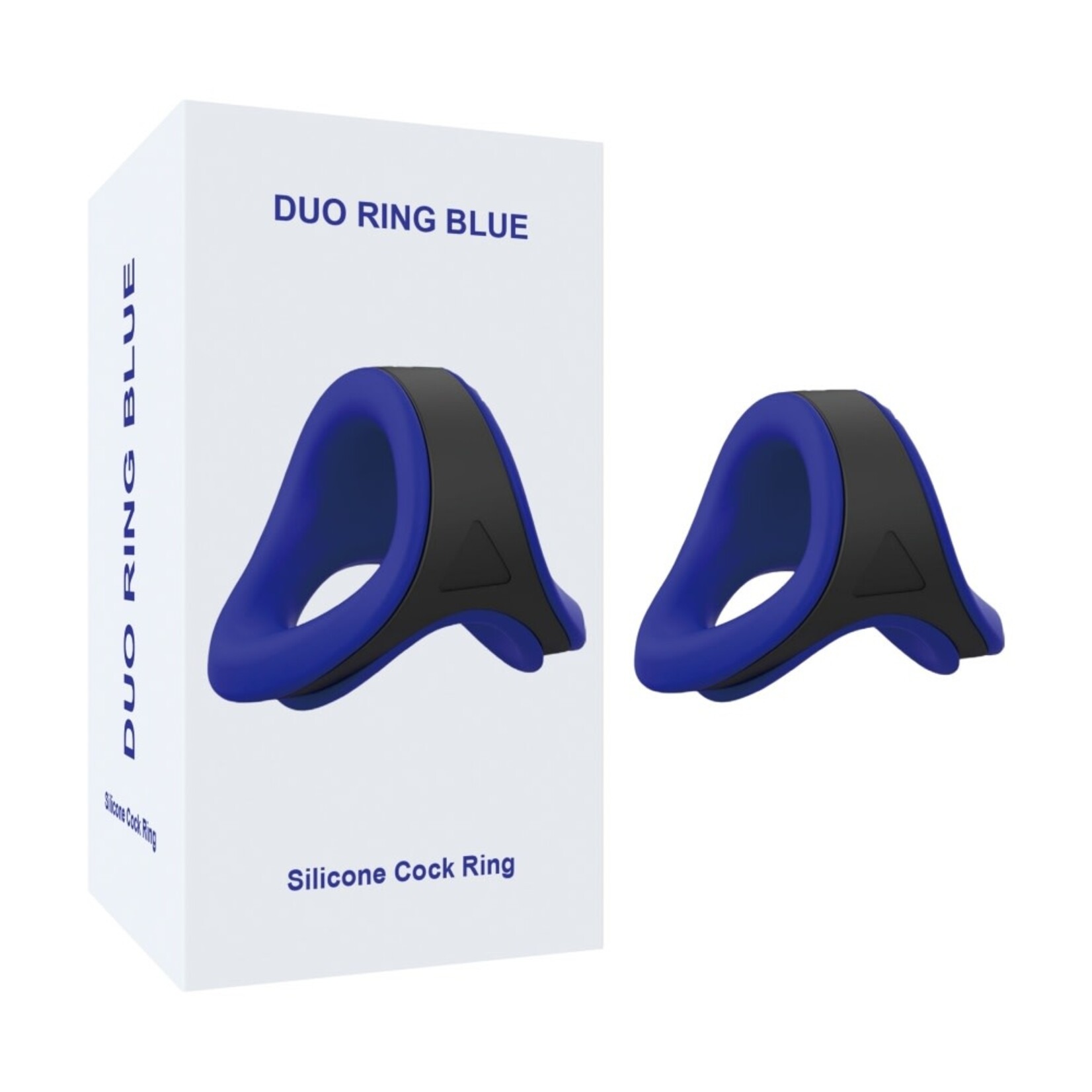 SINSATIONS 2IN1 SILICONE BLUE+BLACK PENIS RING COCK RING SET WITH RETAILLING BOX