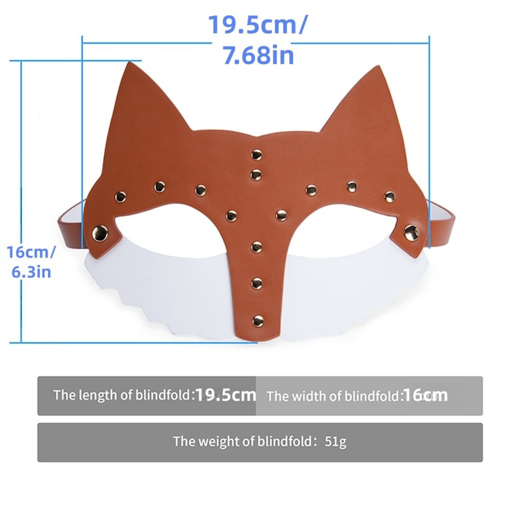 SINSATIONS BROWN + WHITE PU FOX COSPLAY MASK