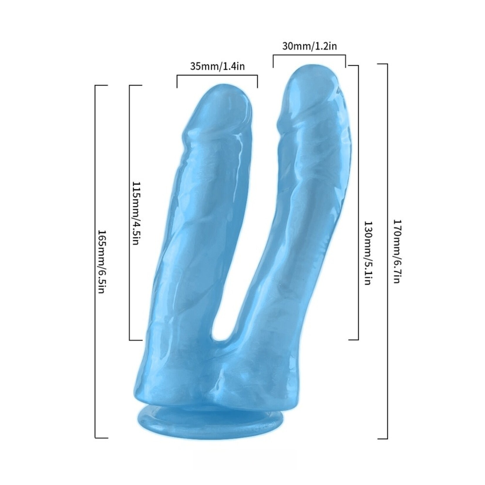 SINSATIONS 6.89'' BLUE DOUBLE DONG DILDO WITH SUCTION CUP - DUAL SHAFT DESIGN, REALISTIC TEXTURE, BODY-SAFE TPE