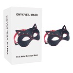 SINSATIONS RED + BLACK PU CAT COSPLAY MASK