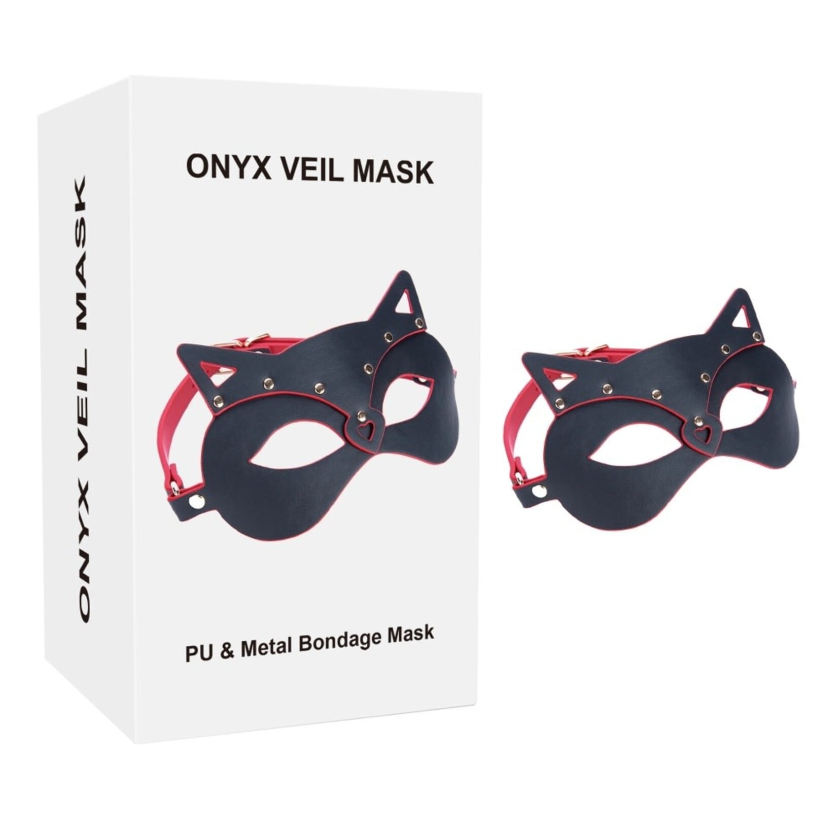 SINSATIONS RED + BLACK PU CAT COSPLAY MASK