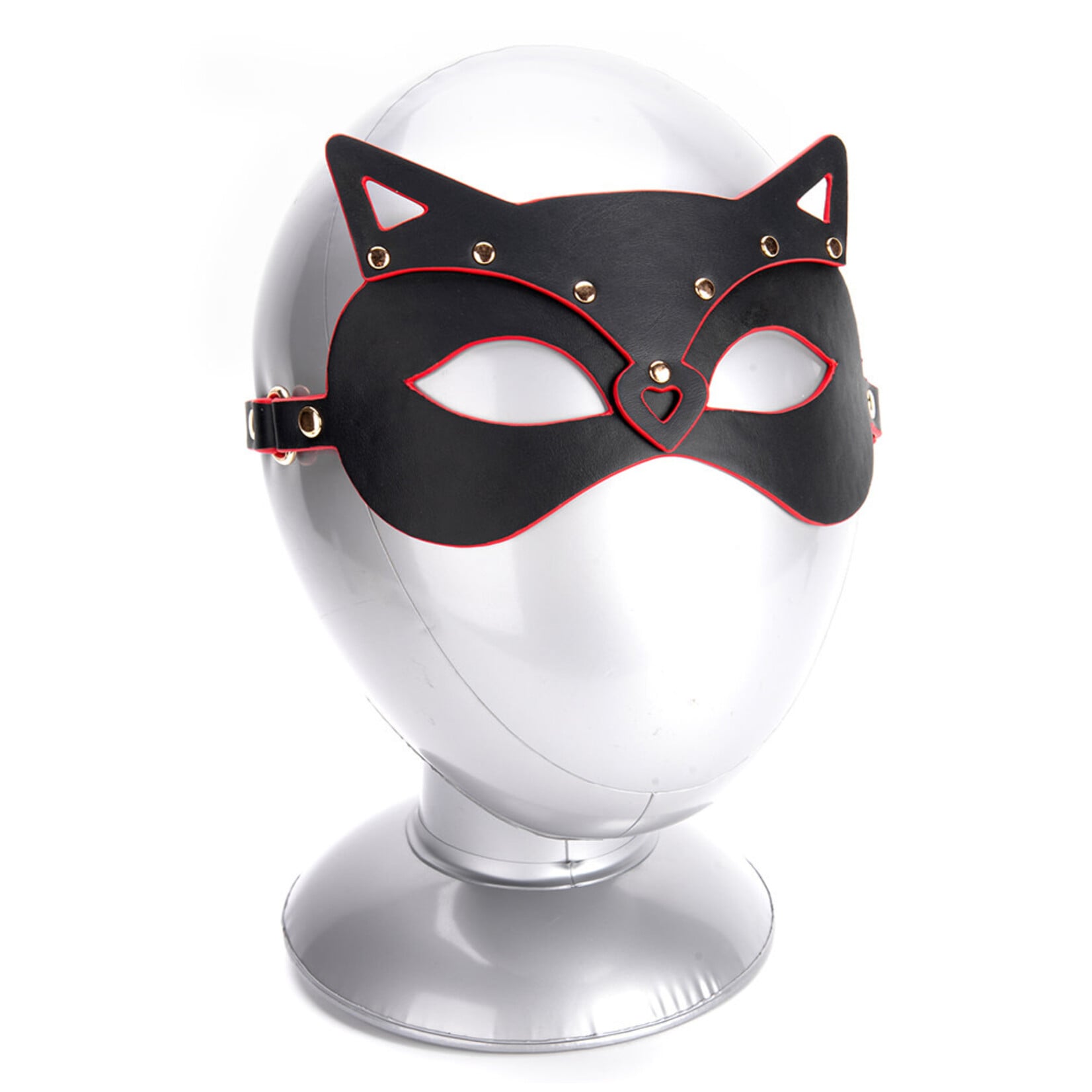 SINSATIONS RED + BLACK PU CAT COSPLAY MASK