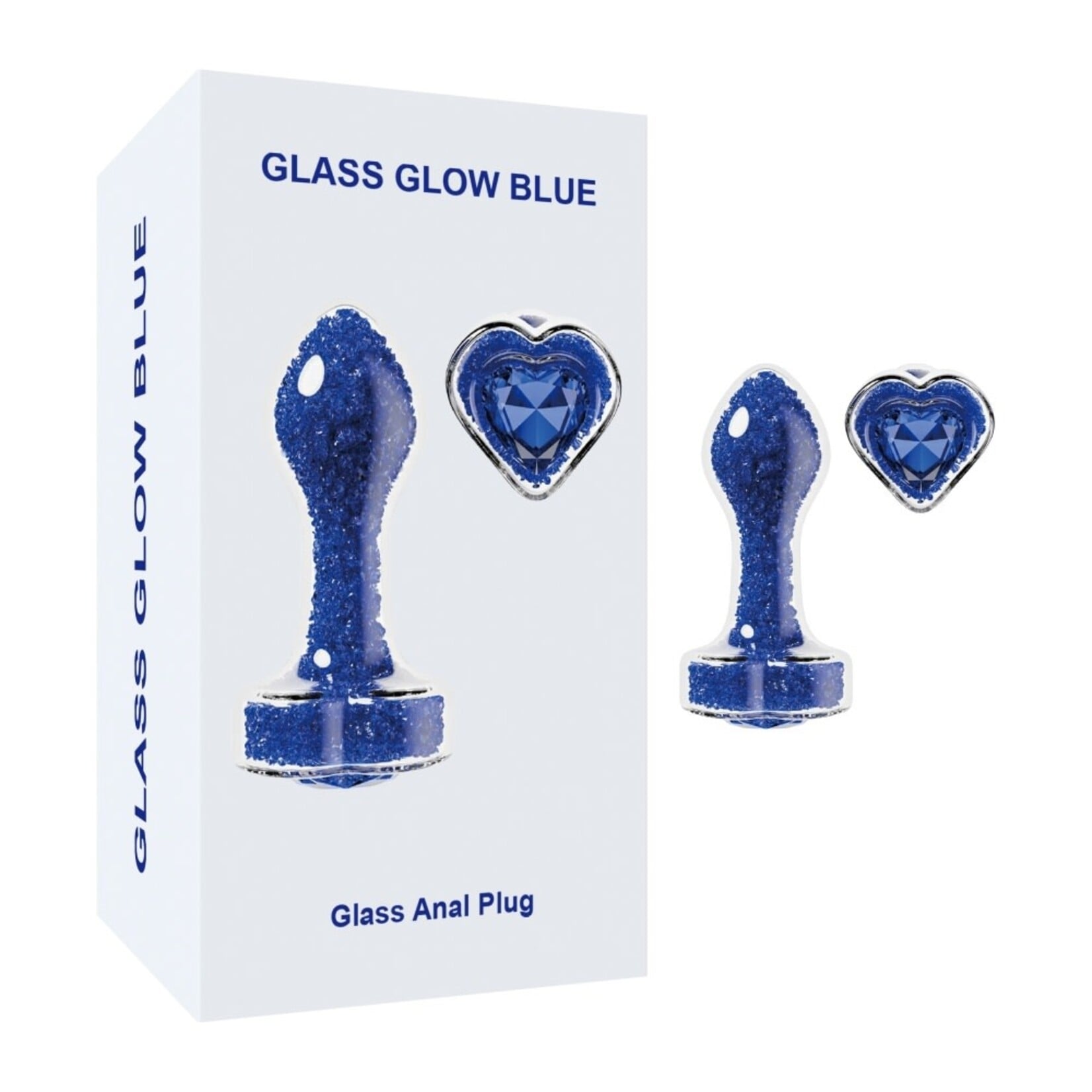 SINSATIONS 3.74'' CLEAR GLASS ANAL PLUG WITH BLUE HEART GEM - TAPERED AND STAYPUT DESIGN