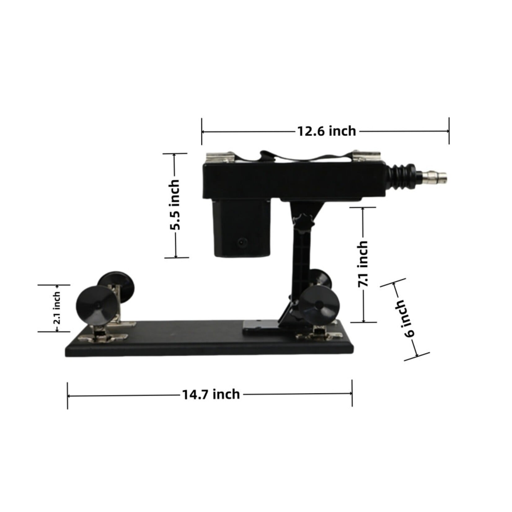 SINSATIONS BLACK ADJUSTABLE THRUSTING SEX MACHINE WITH 6 ATTACHMENTS & PLUG-IN POWER - 85DEGREE ANGLE ADJUSTMENT