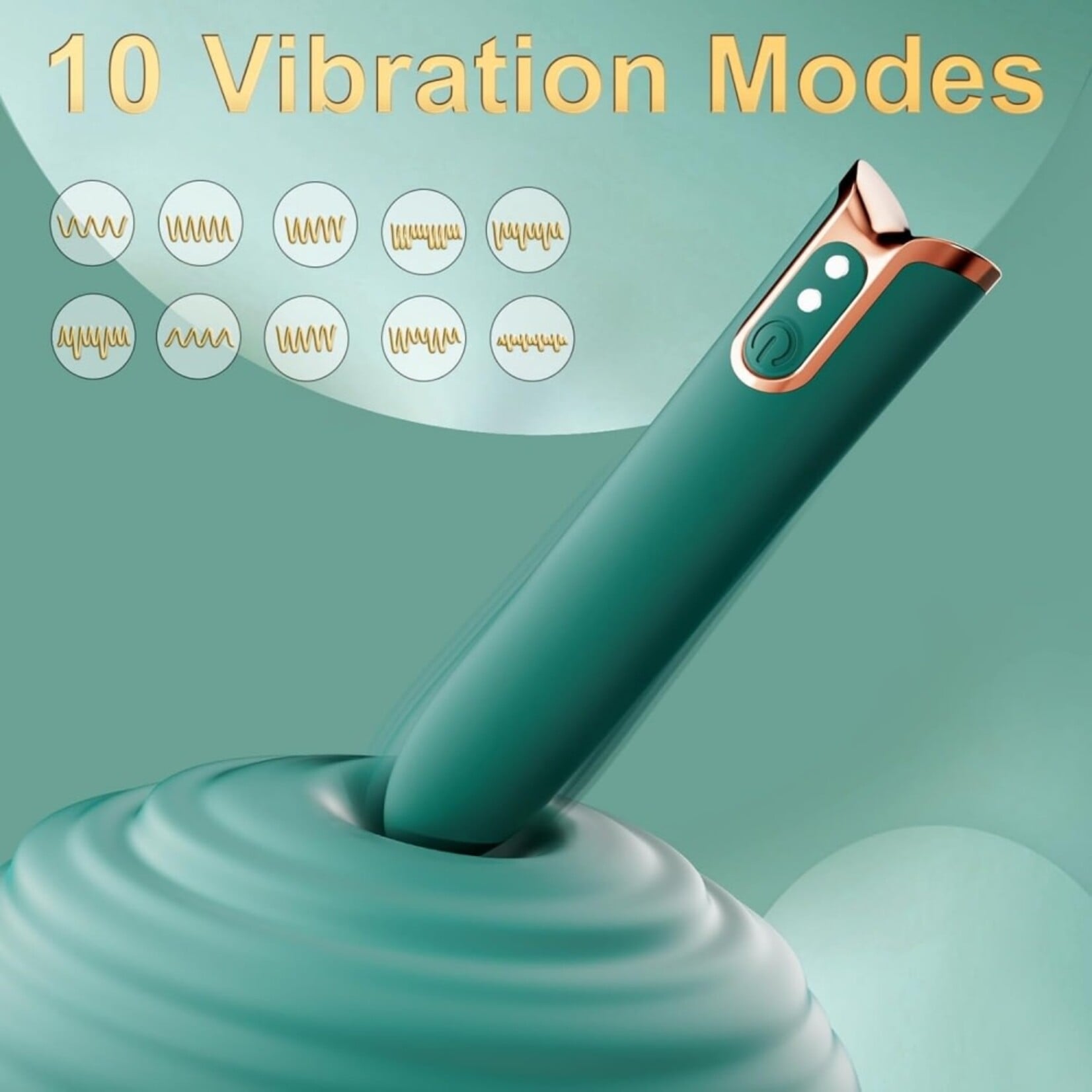 SINSATIONS 10-SPEED GREEN & ROSE GOLD RECHARGEABLE WATERPROOF VIBRATOR