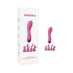 SINSATIONS 7.09" MAGENTA RECHARGEABLE SILICONE VIBRATOR WITH 4 INTERCHANGEABLE ATTACHMENTS - 20 VIBRATING MODES