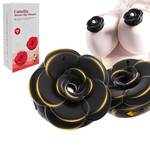 SINSATIONS 10-MODE BLACK COLOR ROSE-SHAPED RECHARGEABLE VIBRATING NIPPLE CLAMPS (PAIR)