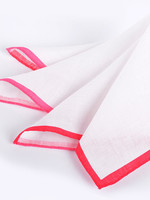 Dion Dion Color Border Linen Pocket Square Pink